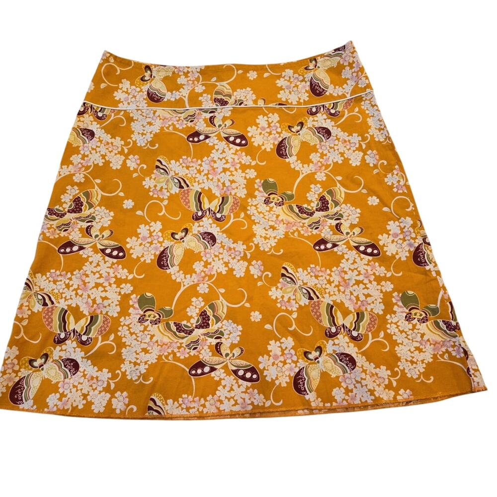 💙 Sz 9 HEART SOUL 💙 Orange Lilac Butterfly Cotton-Blend A-line Zip Mini Skirt